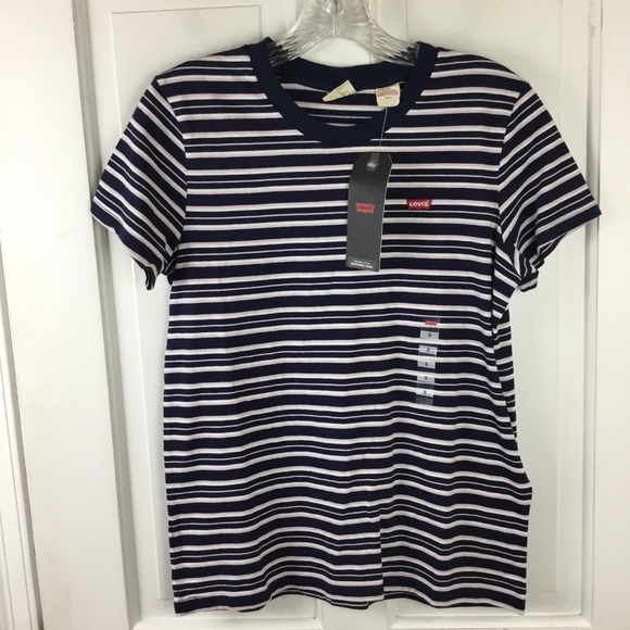 Levi's Women's Striped Short Sleeve Tee Size Stretch Cotton Size S - Picture 1 of 7